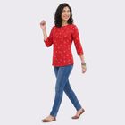 Women's Fuchsia Round Neck Printed Straight Kurti, Fuchsia, small