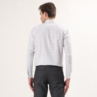 Men's Light Grey Spread Collar Checked Formal Shirt, हल्का ग्रे, small