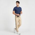 Men's Beige Regular Fit Side-Striped Track Pants, गहरा पीला, small