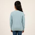 Girls Light Powder Blue Crew Neck Casual Pullover, Light Blue, small image number null