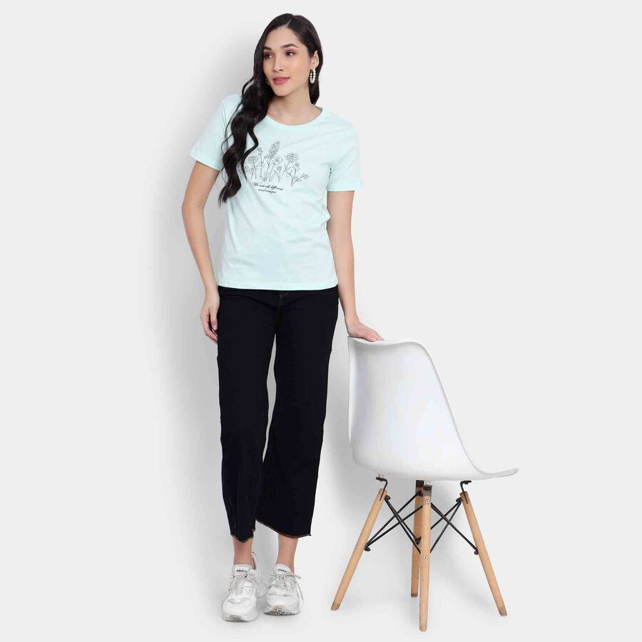 Cotton Round Neck T-Shirt, Light Green, large image number null
