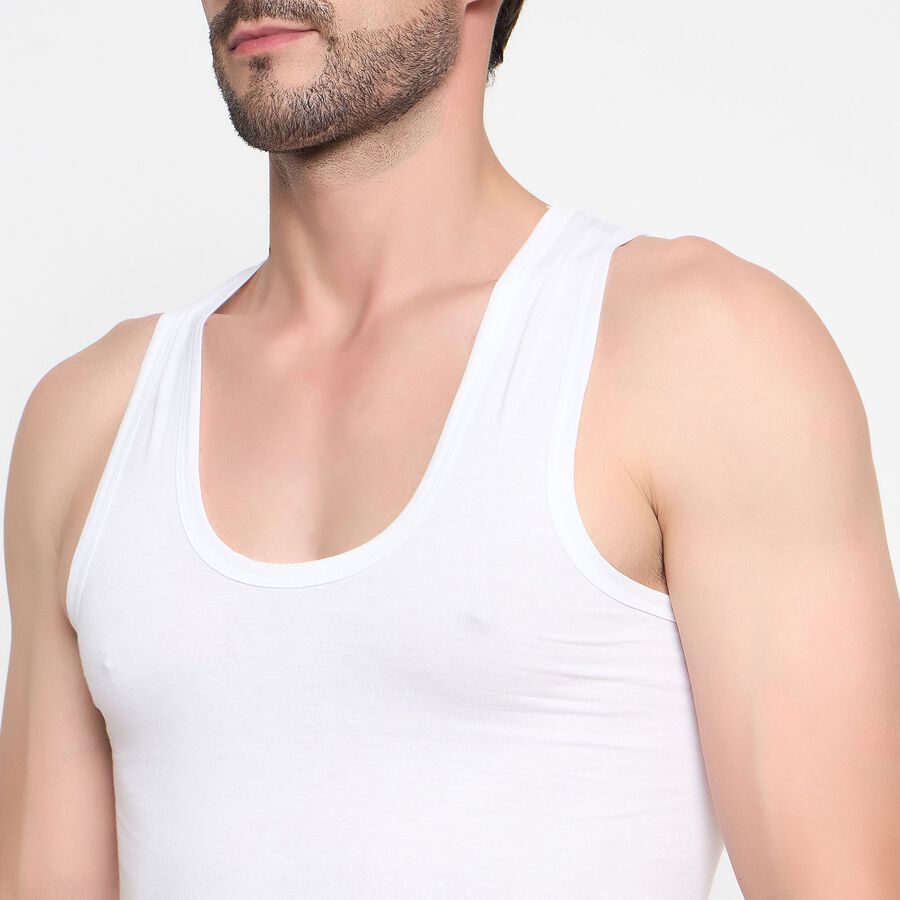 Men's 100% Cotton Vest, White, large image number null