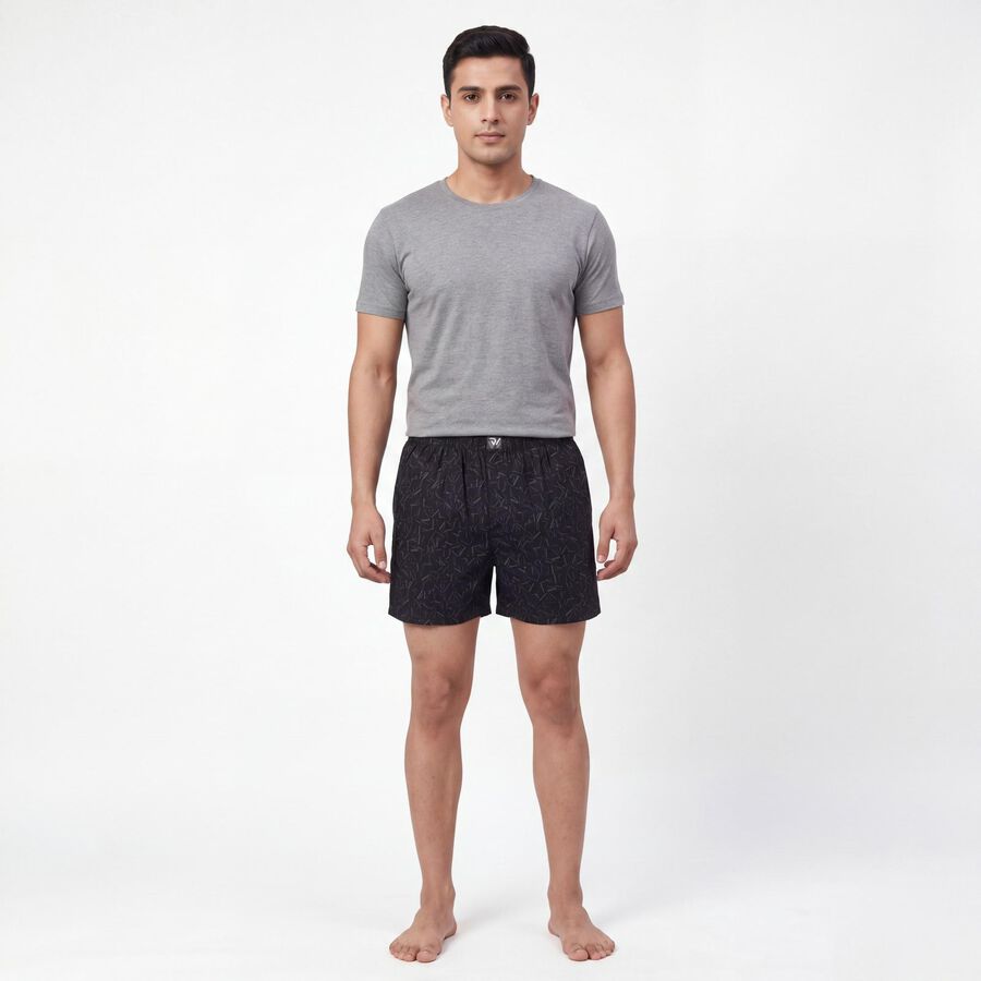 Men's Black Regular Fit Solid Boxers, काला, large