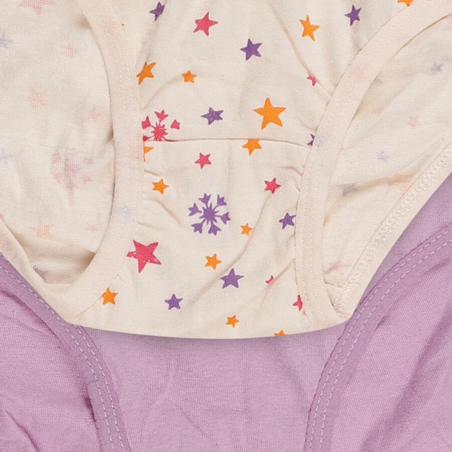 Girls' Lavender and Cream Cotton Briefs Pack of 2, लाइलेक, large image number null