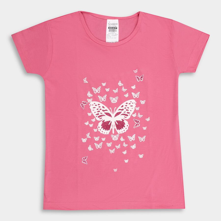 Girls' T-Shirt, गुलाबी, large image number null