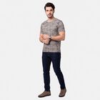 Men's Grey Round Neck Graphic Print Regular T-Shirt, हल्का ग्रे, small