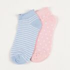 Girls' Soft Pastel Pink and Light Powder Blue Regular Fit Scalloped Ankle-Length Socks Pack of 2, Pink, small image number null