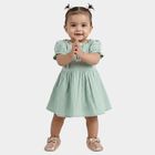 Infants' Aqua Cotton Puff Sleeve Embroidered Fit and Flare Frock, Aqua, small