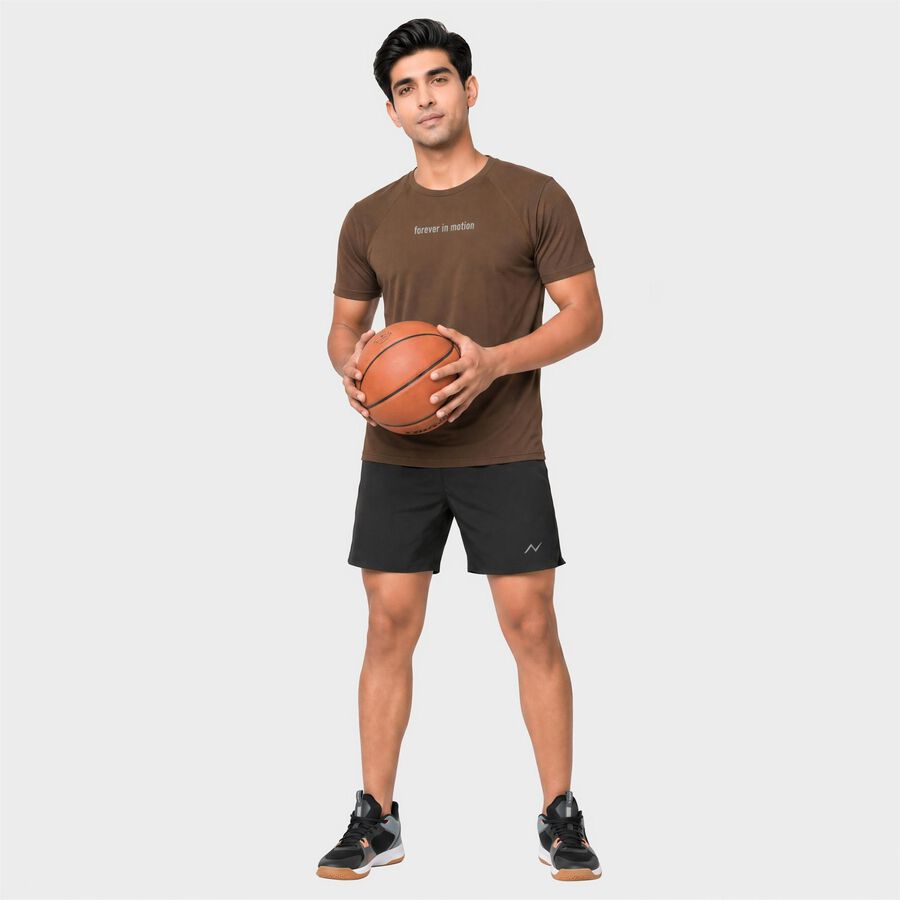 Men's Brown Round Neck Regular Drifit T-Shirt, Brown, large
