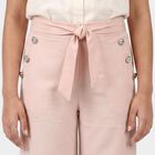 Girls' Pink Wide Leg Tie-Up Trousers, Light Pink, small