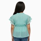 Girls Light Green Round Neck Casual T-Shirt, हल्का हरा, small