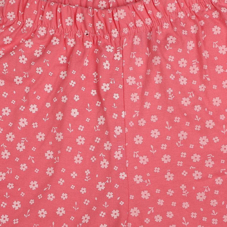 Girls Pink Wide Leg Floral Print Capri, हल्का गुलाबी, large