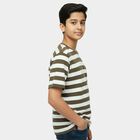 Boys Beige Round Neck Casual T-Shirt, खाकी, small