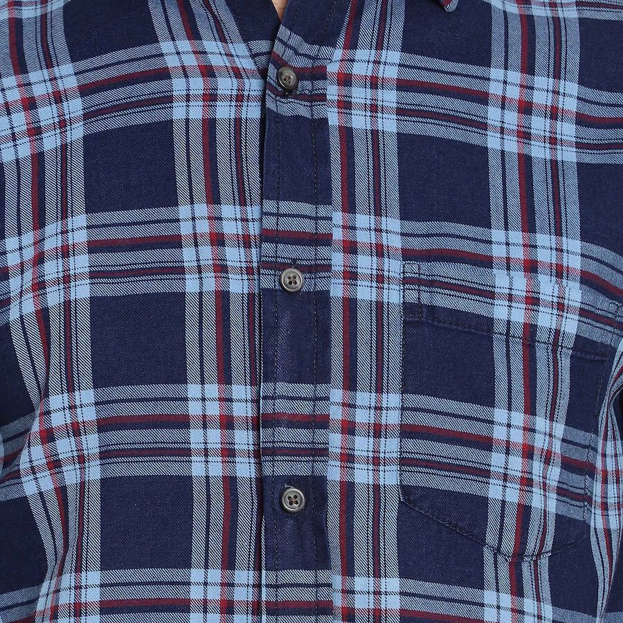 Cotton Checks Casual Shirt, Mid Blue, large image number null