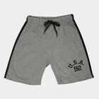 Boys Grey Relaxed Fit Graphic Print Bermuda Shorts, Melange Mid Grey, small