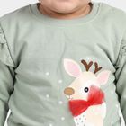 Infants' Sage Green Cotton Round Neck Pullover Sweatshirt, हल्का हरा, small