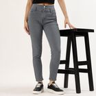 Women's Muted Steel Grey Skinny Fit High-Rise Jeans, गहरा ग्रे, small image number null