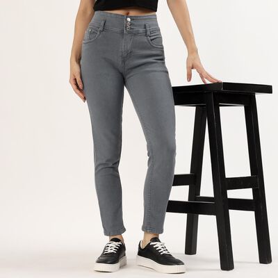 Women's Muted Steel Grey Skinny Fit High-Rise Jeans