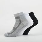 Men's Ankle Length Socks Pack of 3 ( White, Grey, Black ), काला, small
