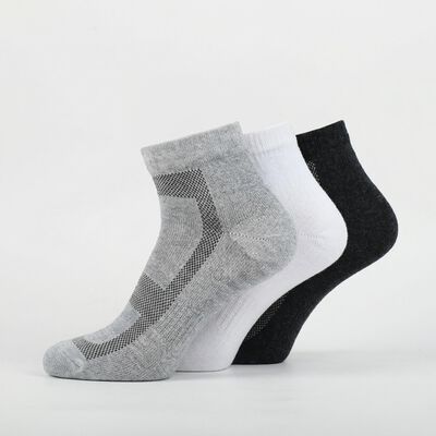 Men's Ankle Length Socks Pack of 3 ( White, Grey, Black )