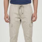 Men's Beige Slim Fit Casual Trousers, Beige, small