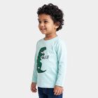 Boys Light Blue Cotton Blend Crew Neck Regular Boys T-Shirt, Light Blue, small