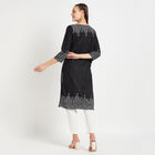 3/4Th Sleeves Straight Kurta, Black, small image number null