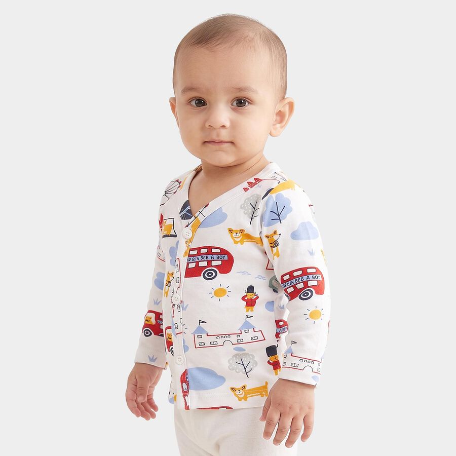Infants White Cotton V-Neck Regular T-Shirt, White, large