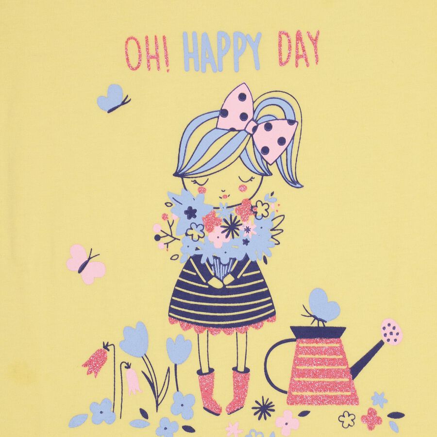 Girls' 100% Cotton T-Shirt , पीला, large image number null