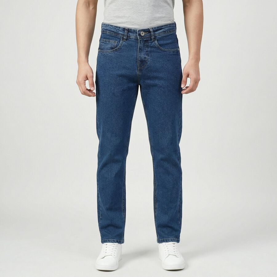 Men's Blue Slim Fit Classic Jeans, Mid Blue, large