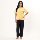 Women's Yellow Round Neck Casual T-Shirt, Yellow, small