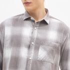 Men's Light Grey Cotton Spread Collar Casual Shirt, हल्का ग्रे, small