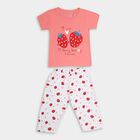 Girls' 100% Cotton Capri Set, मूँगा (कोरल), small image number null
