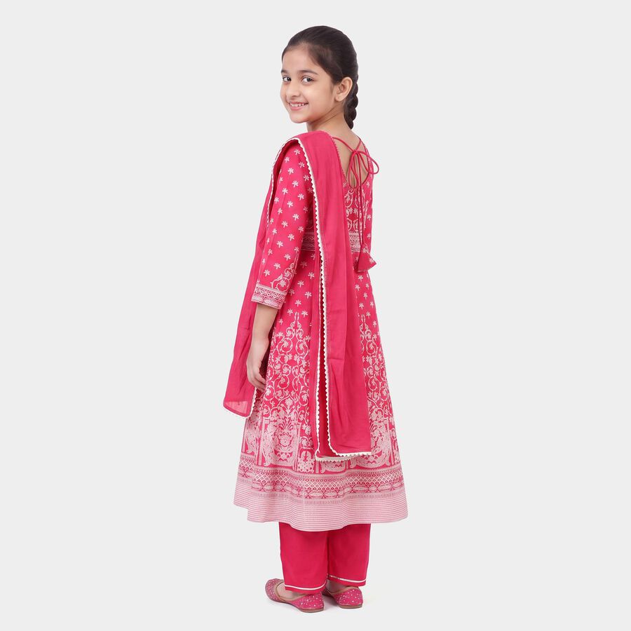 Girls Pink Round Neck Fusion Set Upper and Bottom Set, गुलाबी, large