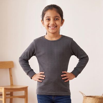 Girls Grey Long Sleeve Thermal