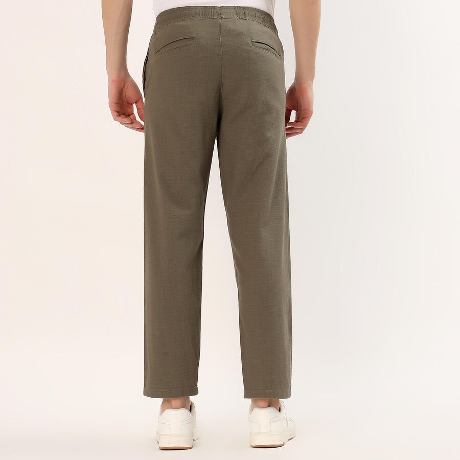 Men's Olive Slim Fit Five-Pocket Casual Trousers, ओलिव, large