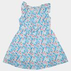 Girls' Light Blue Floral Printed Fit and Flare Frock, Light Blue, small