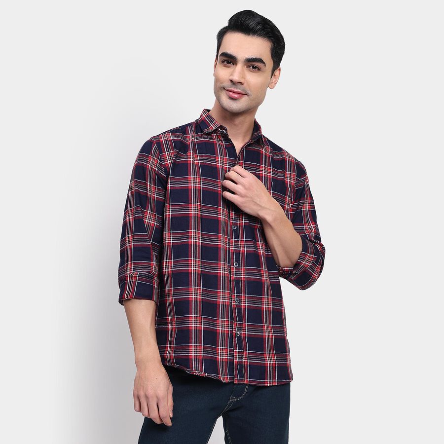 Men's 100% Cotton Casual Shirt, Red, large image number null