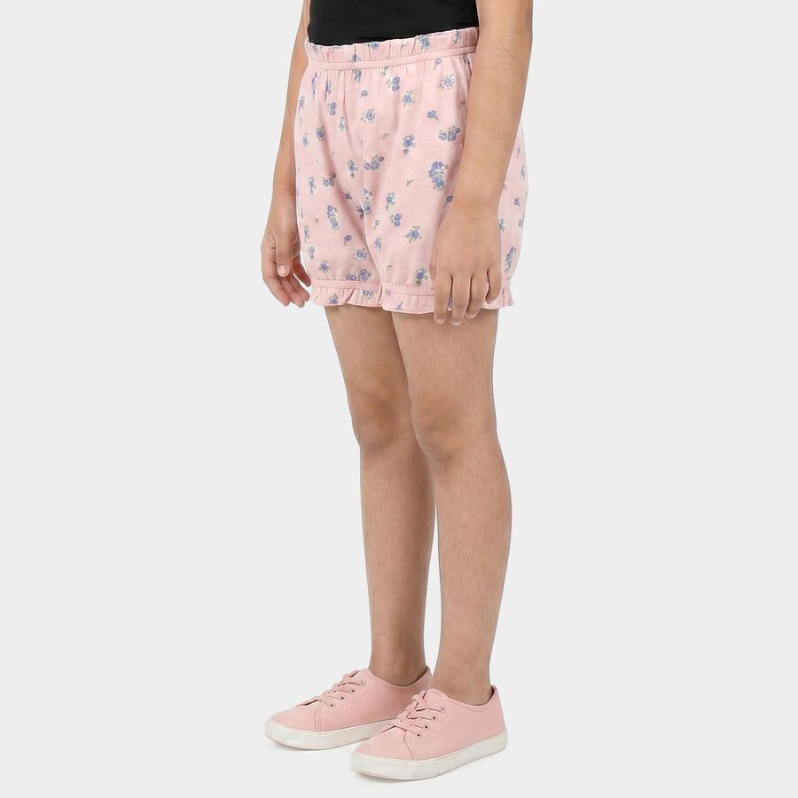 Girls Pink Regular Fit Floral Bloomer, हल्का गुलाबी, large