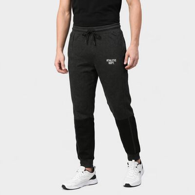 Men's Charcoal Jogger Fit Printed Track Pants
