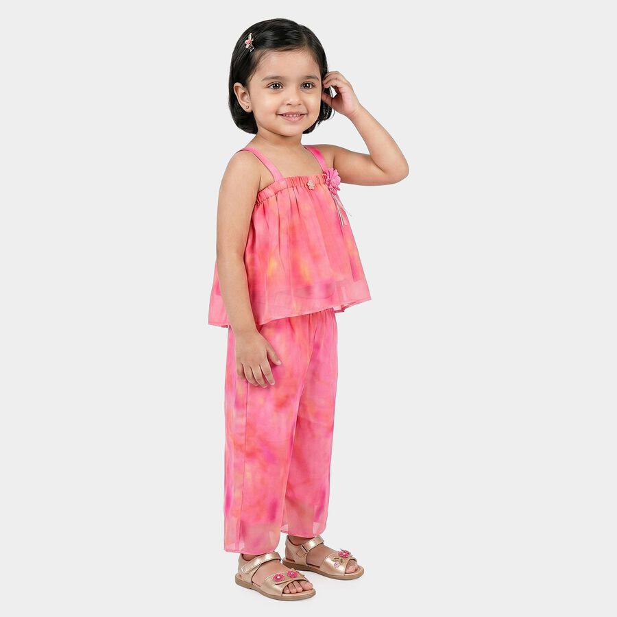 Girls Pink Square Neck Camisole Top and Capri Set, Pink, large