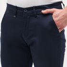 Men's Deep Navy Blue Slim Fit Casual Trousers, नेवी ब्लू, small