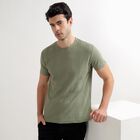 Men's Round Neck Half Sleeves T-Shirt, Dark Green, small image number null