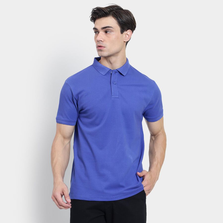 Men's Collared Half Sleeves T-Shirt , Dark Blue, large image number null