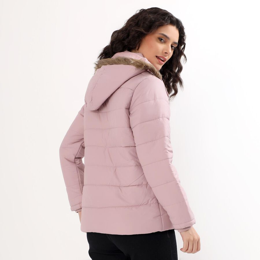 Women's Light Pink Hooded Casual Jacket, हल्का गुलाबी, large image number null