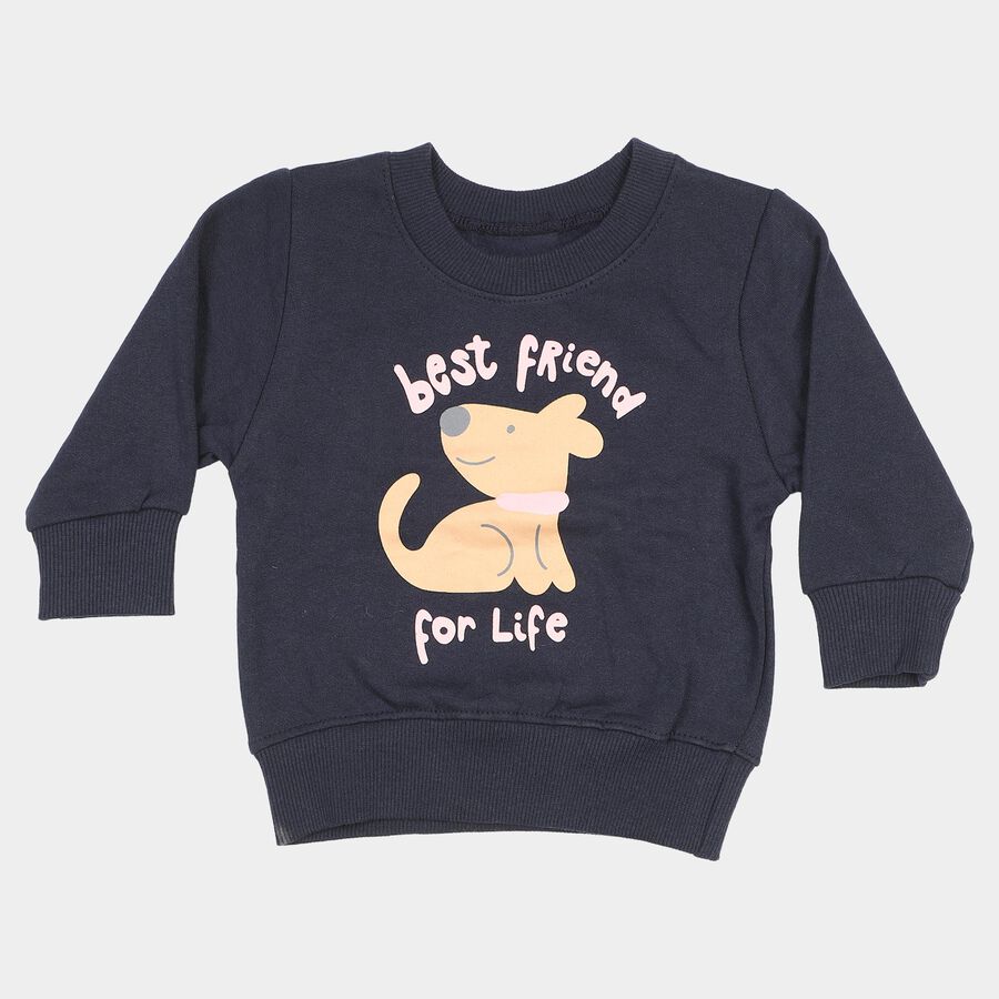 Infants' Navy Blue Round Neck Pullover Sweatshirt, Navy Blue, large