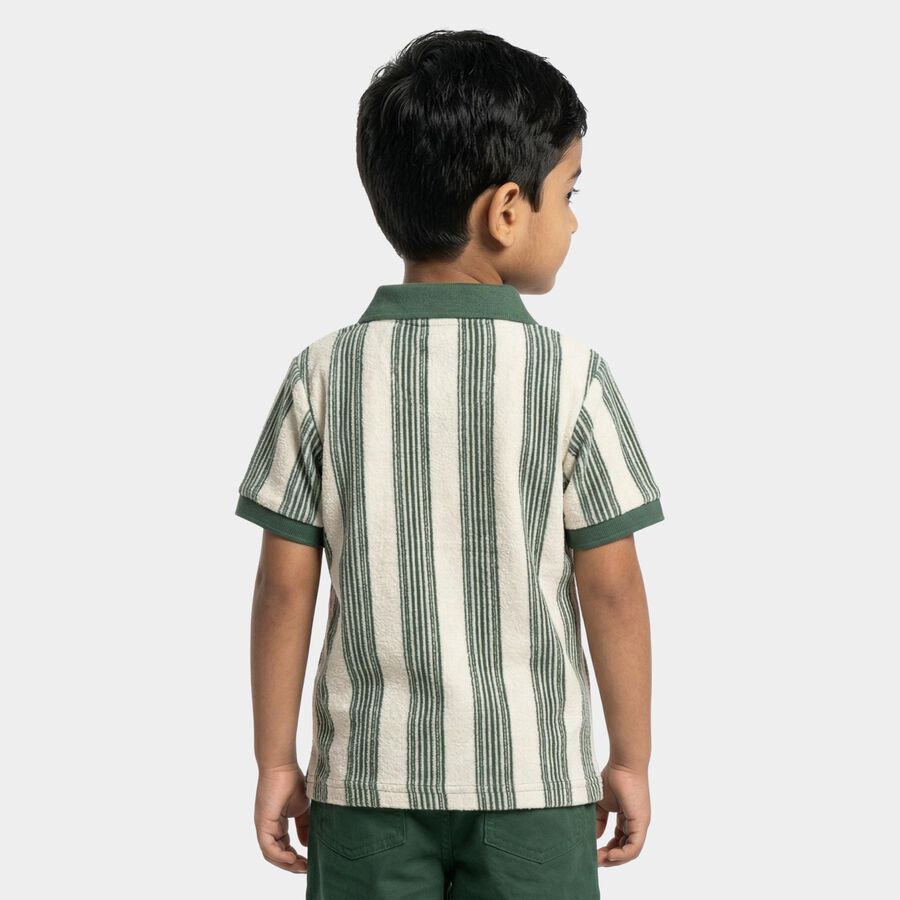 Boys Olive Round Neck Casual Half Sleeve T-Shirt, Olive, large