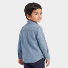 Boys' Light Blue Cotton Spread Collar Casual Shirt, मध्यम नीला, small