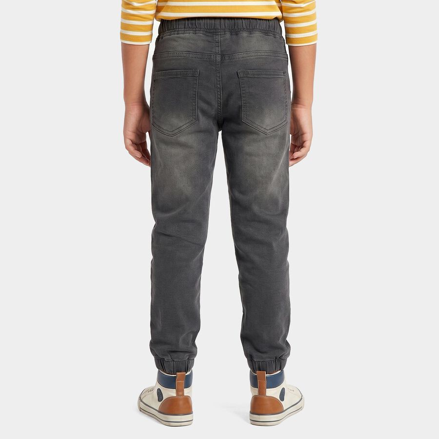 Boys Grey Jogger Fit Washed Jeans, हल्का ग्रे, large