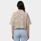 Women's Beige Classic Collar Classic Shirt, Beige, small